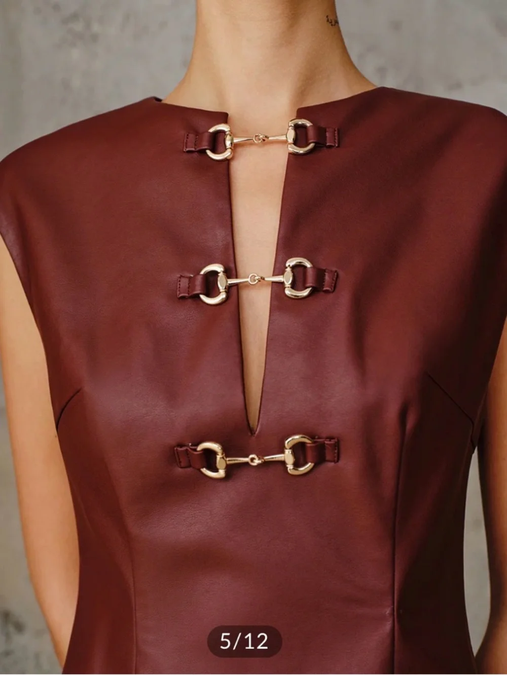 COMMENSE PU Leather Metal Buckle Sleeveless Mini Dress - Picture 3 of 9